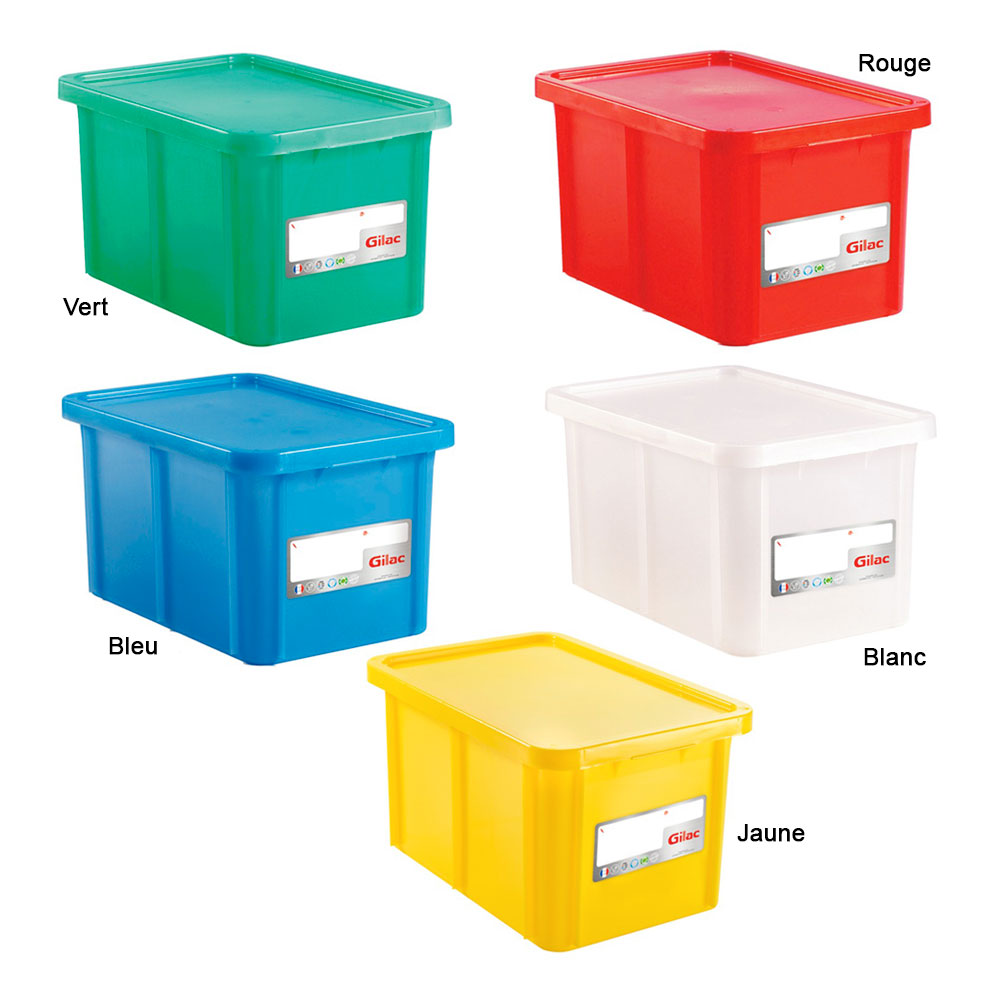 Gilac Bac Rectangulaire HACCP 55L Rouge + Couvercle - Contenant Alimentaire Professionnel