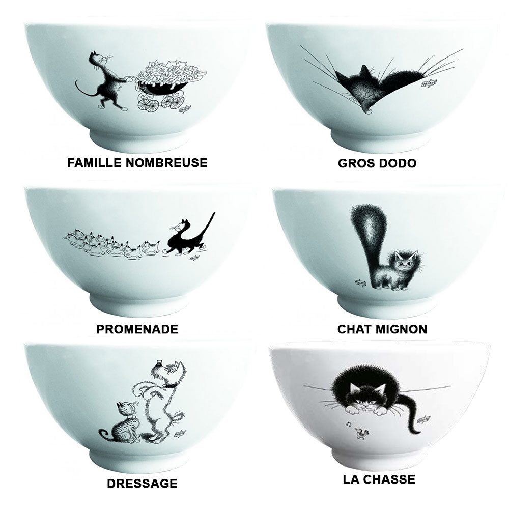 Bol En Porcelaine Noir - Motif Chat - AMYS BUG ART - 11 Cm