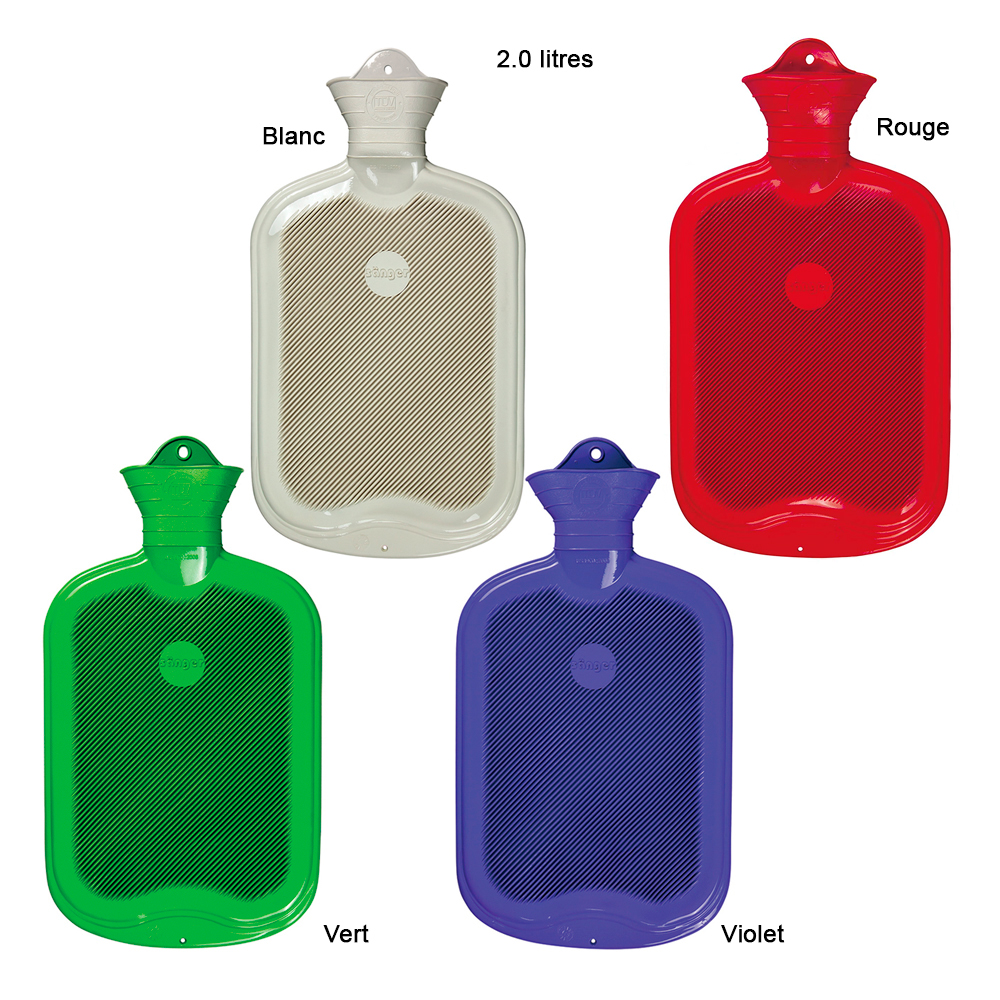 Bouillotte Caoutchouc 2 Litres - Multicolore - Classique Et Efficace
