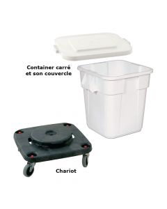 Container Carré 150L + Couvercle + Chariot Gilac