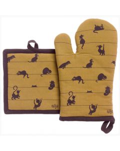 Gant de Cuisine & Manique Partition de Chats de Dubout