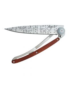 Couteau de Poche 37g Bois Corail & Manuscrit Deejo