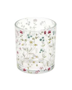 Photophore Fleuri en Verre