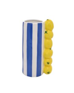 Vase Citron à Rayures Bleues