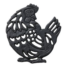 Dessous de Plat Vintage en Fonte Émaillée Rouge – Forme Poule – France Années 60-70 - France