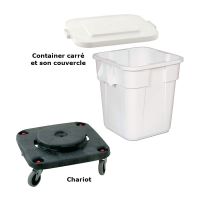 Container Carré 150L + Couvercle + Chariot Gilac