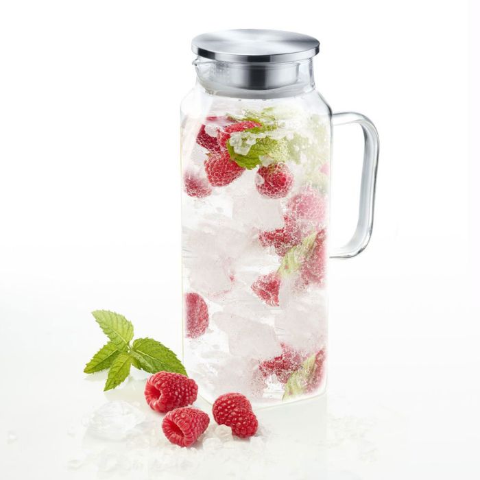 Set Carafe 1,55L + 4 Verres 300ml En Verre Borosilicate Gris - Navaris
