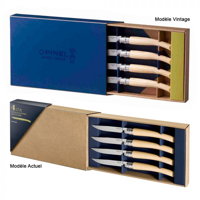 Coffret 4 Couteaux de Table Chic en Frêne Opinel 