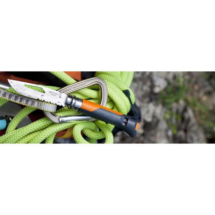 Couteau Opinel Outdoor N°8 - Lame 8.5 Cm Acier Inox Sandvik - Manche Polyamide Fibre De Verre - Bague Sécurité + Scie + Démanilleur