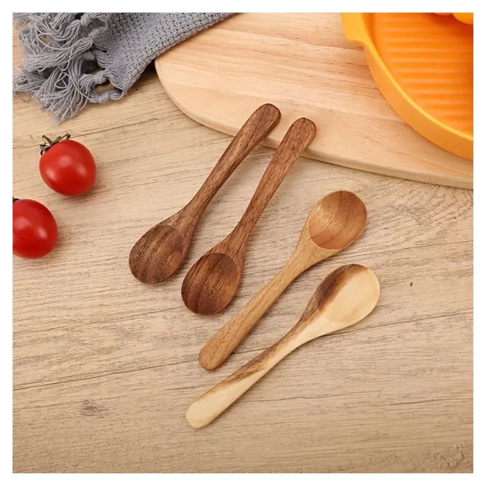 Ensemble De 6 Cuillères En Bois De 6 Pouces (15 Cm) - Ustensiles De Cuisine Pour Café, Pâtisserie