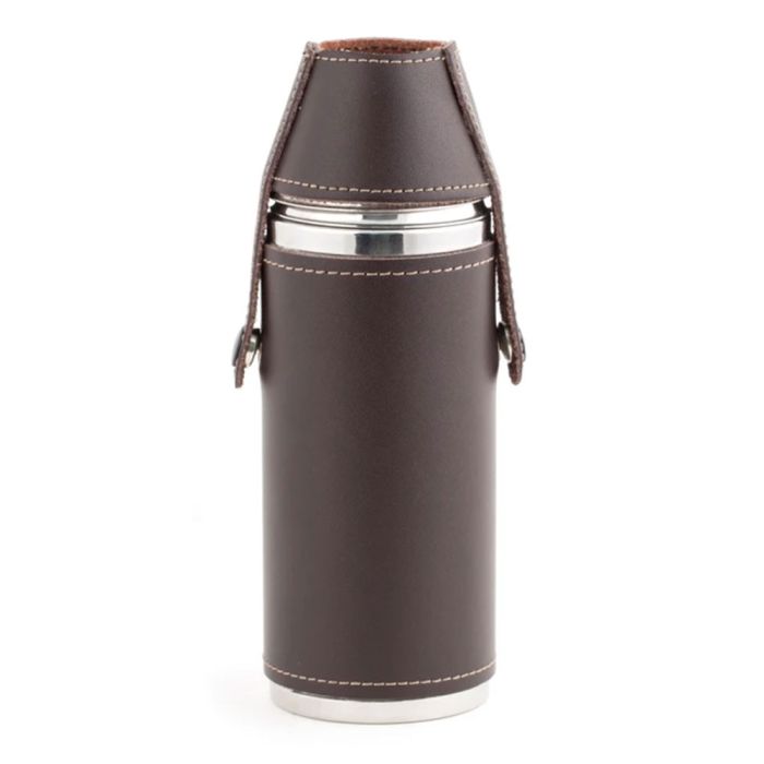 Flasque chasse Herbertz, flasque inox gainée cuir chasse