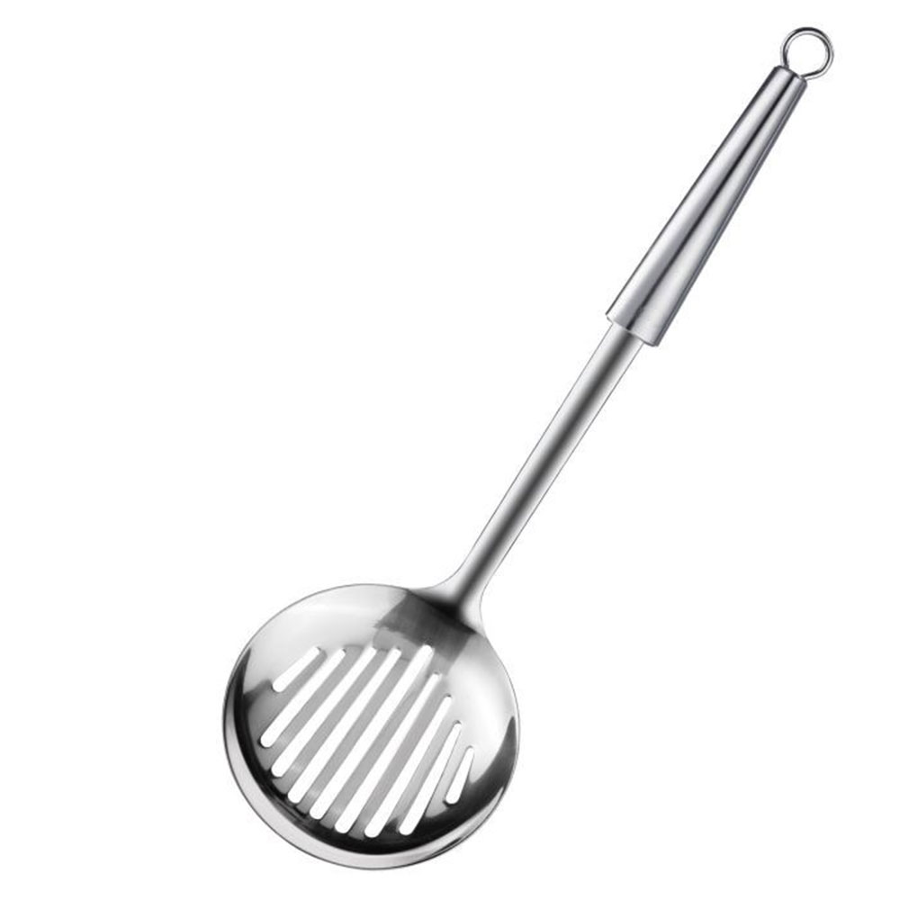 Cuillère Écumoire Inox Verte – Grande Passoire Cuisine Anti-Brûlure Avec Manche Long & Trou De Suspension