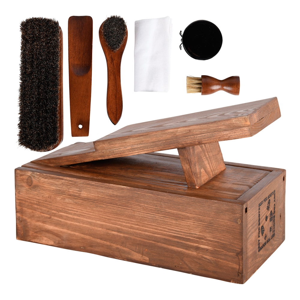 Kit De Cirage Pour Chaussures Cuir – Brosse En Bois Et Cire – Marque Biped