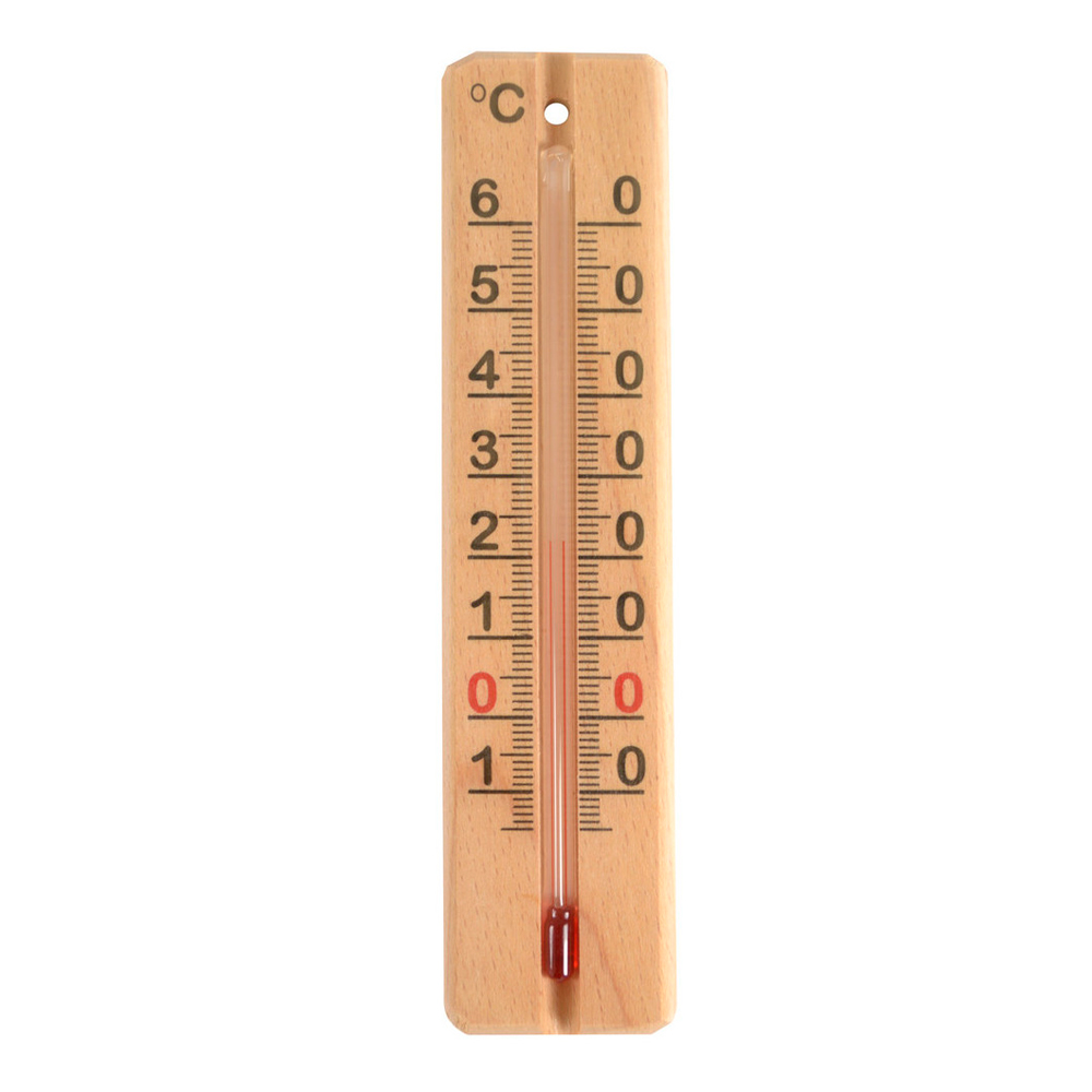 Thermometre bois acajou dore 18 cm