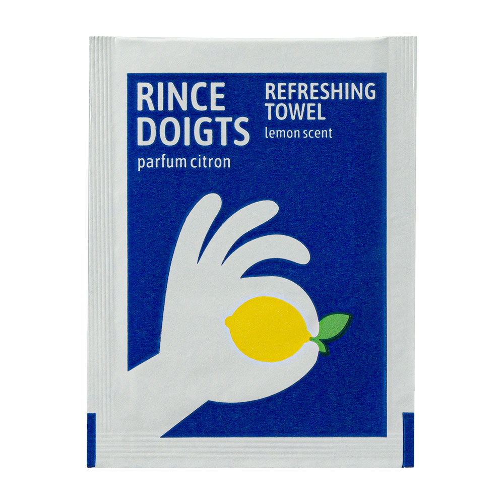 200 Lingettes Rafraîchissantes Rince-doigts - Parfum Eau De Cologne Citron, Format Individuel 6x10cm, Pour Restaurant Et Usage Personnel