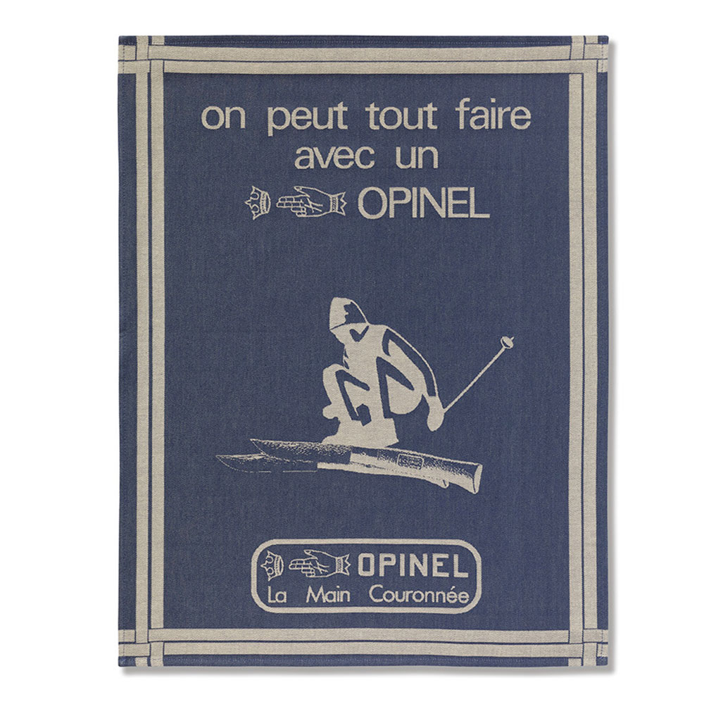 Opinel Torchon Motif Exigez !! - 100% Coton Jacquard Fabrication Française 50x70cm